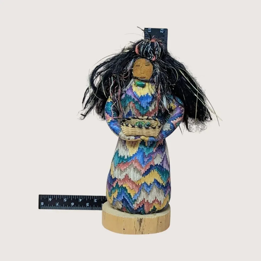 1990s Patty Kune Handmade Folk Art Mixed Media Doll